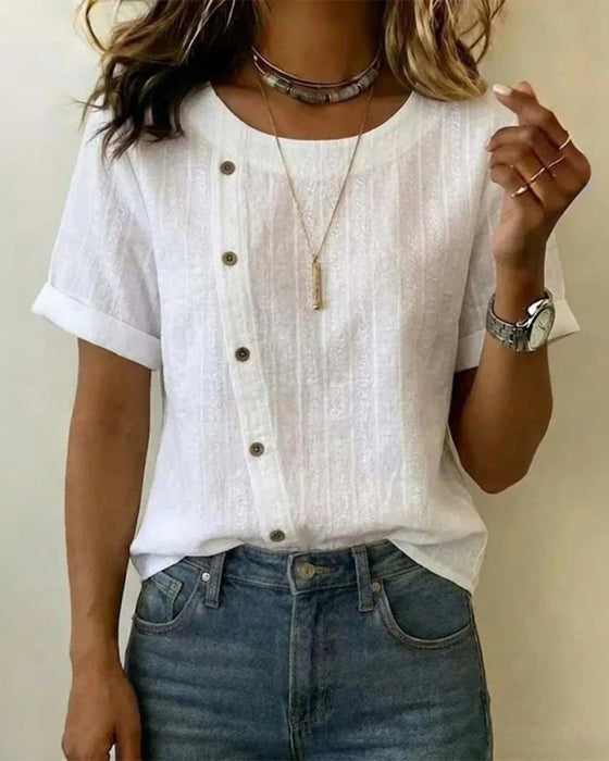 Bluse Diagonal Knopf Kurzarm
