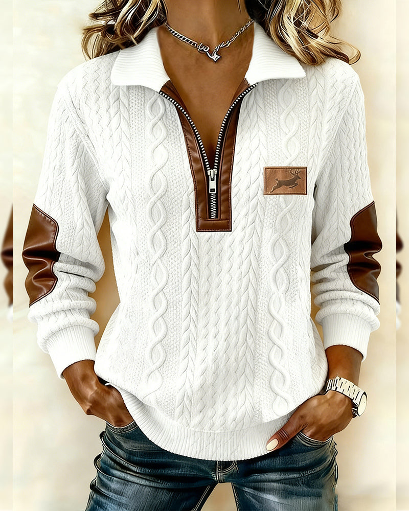 Langärmliges Sweatshirt mit Reißverschluss und Color-Blocking