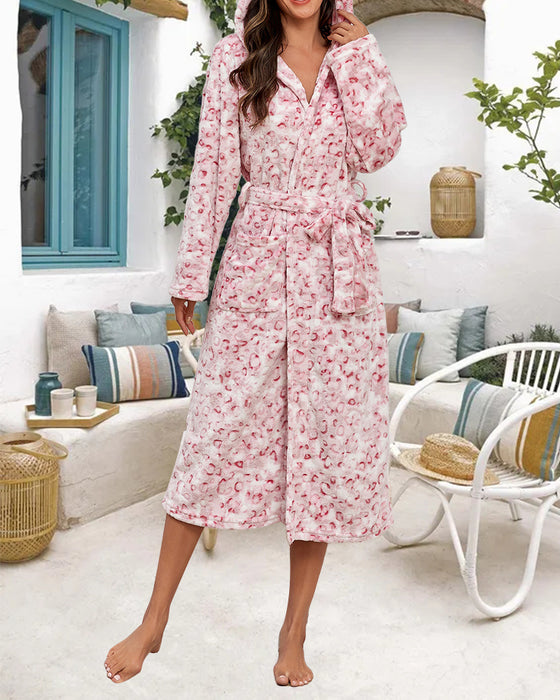 Flanell Robe Mit Leopardmuster Und Elegant Merkmalen