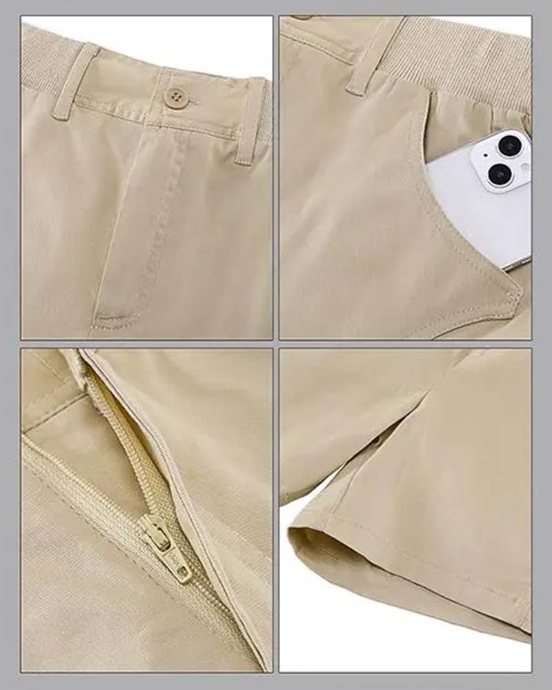 Shorts Mit Taschenknopf Unifarben