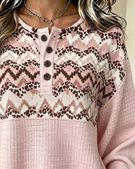 Sweatshirt Rundhals Waffel Lässig