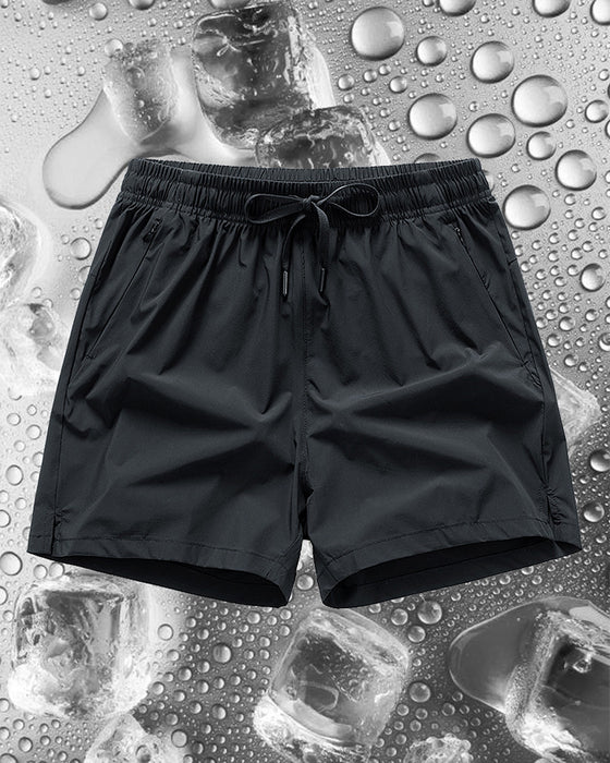 Shorts Männer Elastischer Bund Tasche Schnelltrocknend Eis-Seide Sport