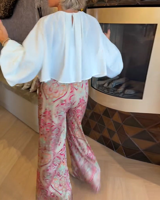 Bluse Französisch Puffärmel Gekürzt