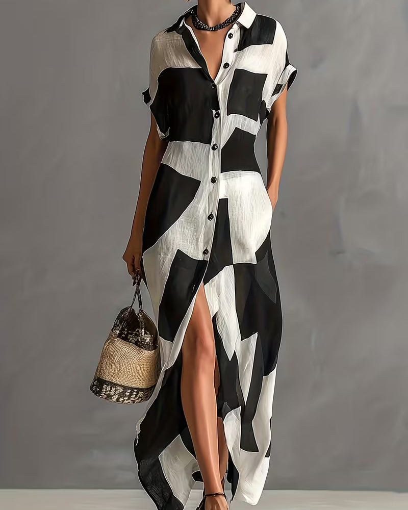 Kleid Stilvoll Geometrisches Hemd