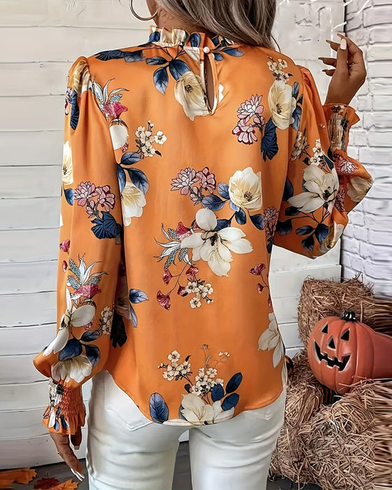 Bluse mit Ballonärmeln und Blumenmuster