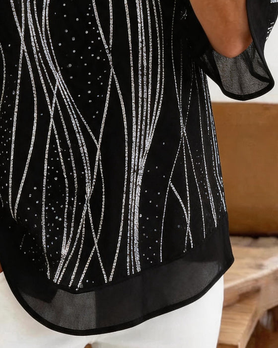 Bluse Mode Druck Rundhals Locker