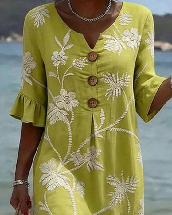 Kleid Petite V-Ausschnitt Rüsche 3/4-Arm