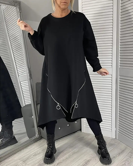 Lockeres Oversize-Kleid Mit Reißverschluss