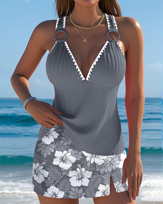 Tankini gestreifte Weste Druckrock