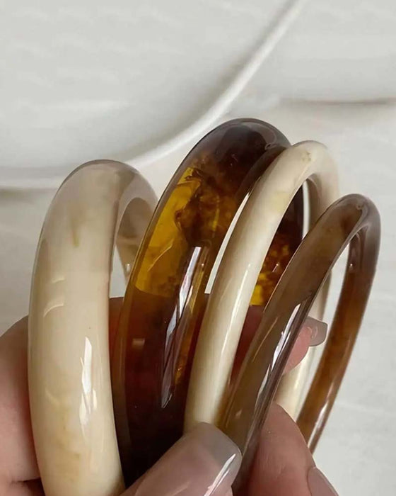 Vintage Harz Bernstein Acryl Armreif Set