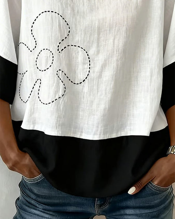 Top Farbblock Blumig