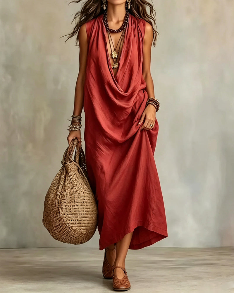 Kleid Ärmellos V-Ausschnitt Mode