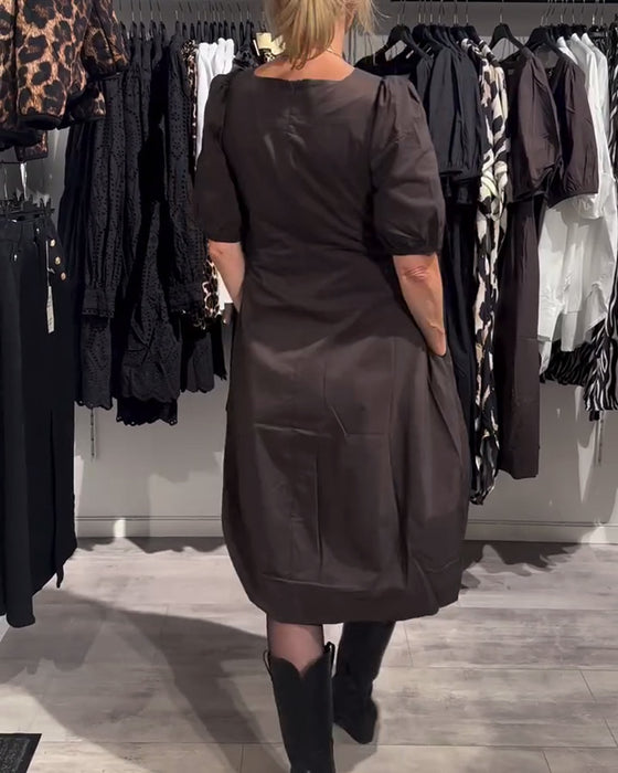 Kleid V-Ausschnitt Tasche Lässig