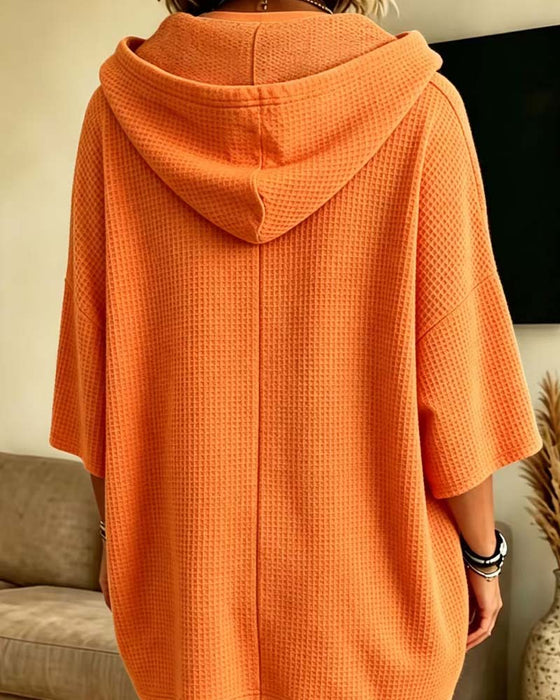 Sweatshirt Lässig Einfarbig Mit Kordelzug