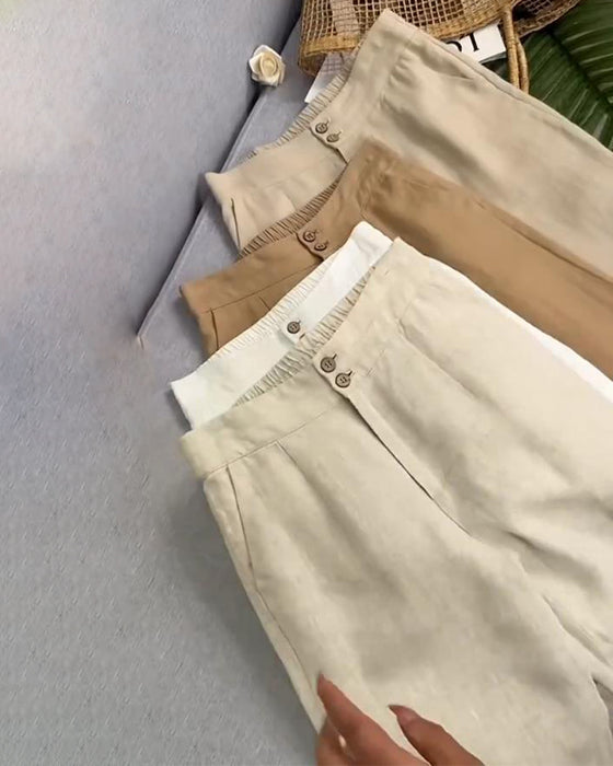 Hose Lässig Unifarbe Tasche