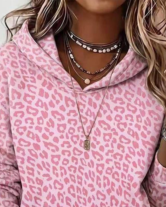 Hoodie Kapuze Leopard Tasche Locker