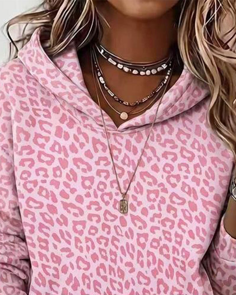 Hoodie Kapuze Leopard Tasche Locker