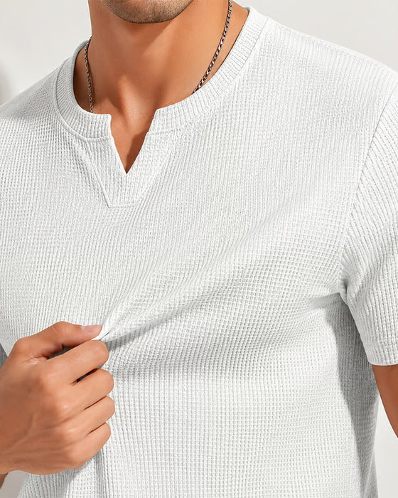 Herren Freizeit T-Shirt Mit Waffelstruktur