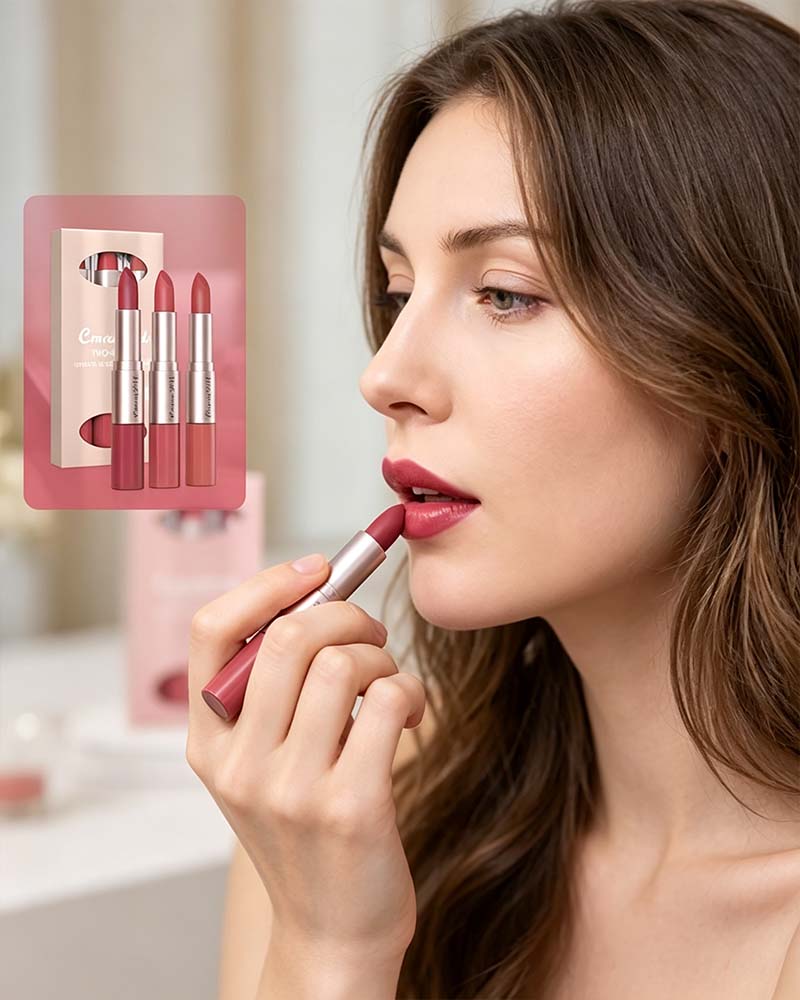 Set 2-In-1 Doppelendig Lippenstift Und Lipgloss