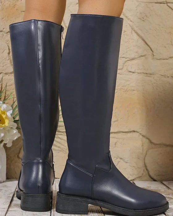 Damen modische Stiefel in Wadenhöhe mit seitlichem Reißverschluss