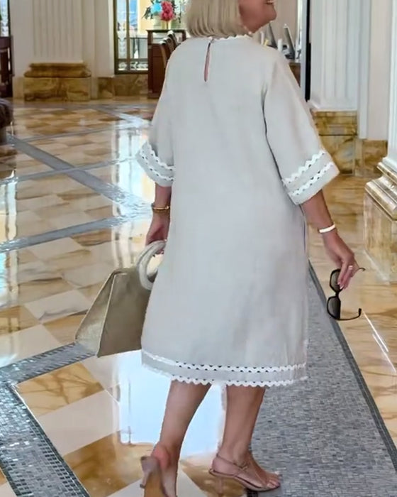 Kleid Wellensaum 3/4-Arm Etuikleid