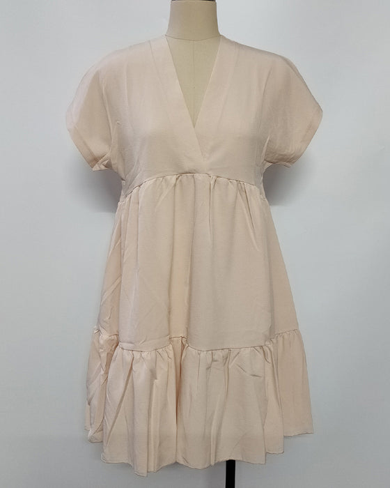 Kleid Solid V-Ausschnitt Rüschen-Besatz