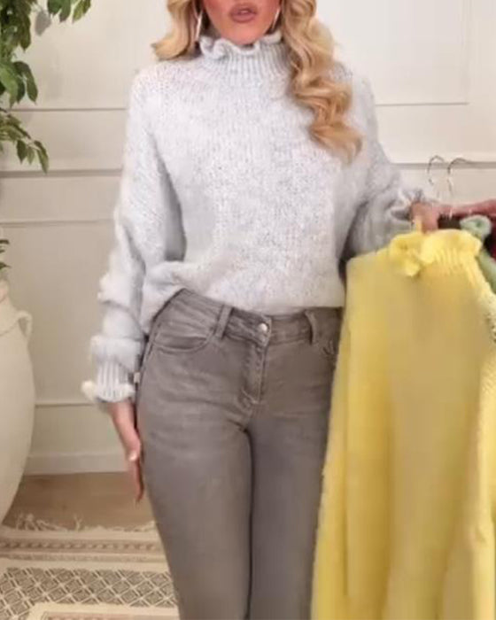 Pullover Mit Romantisch, Locker Und Gekrümmter Kante Merkmalen