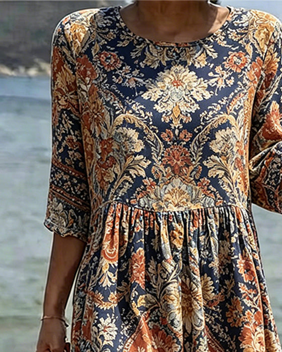 Kleid Rundhals Bohemian
