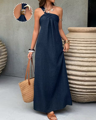 Kleid Ein-Schulter Drapiert Resort