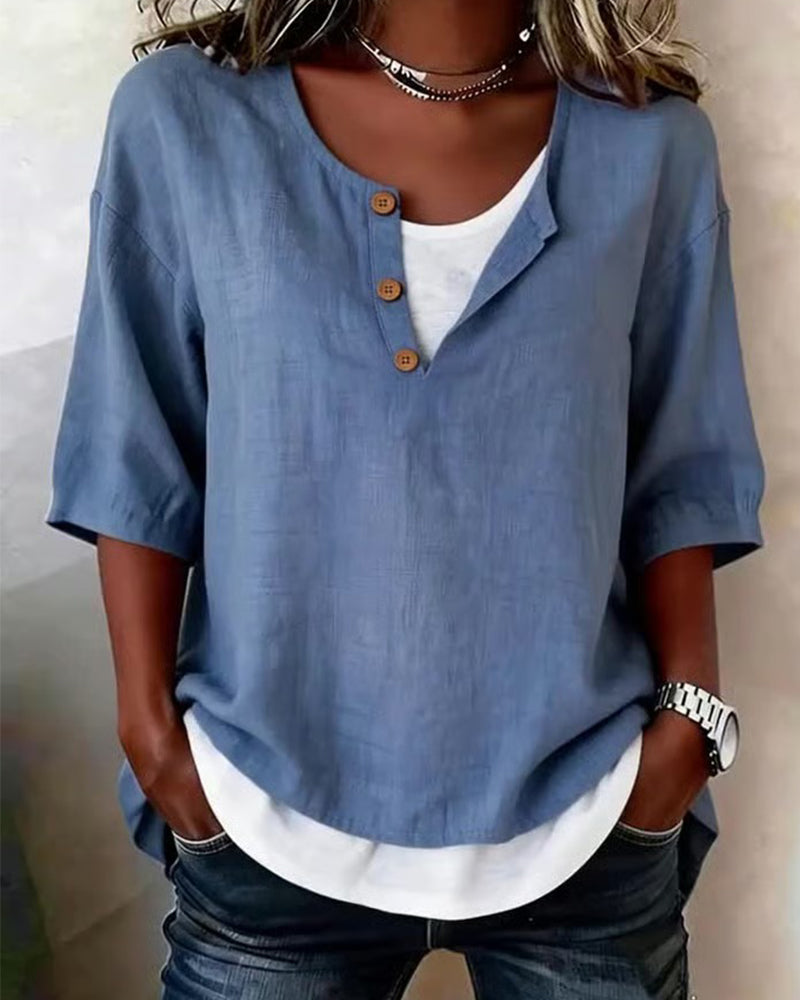 Bluse Fake Zweiteiler 3/4-Arm