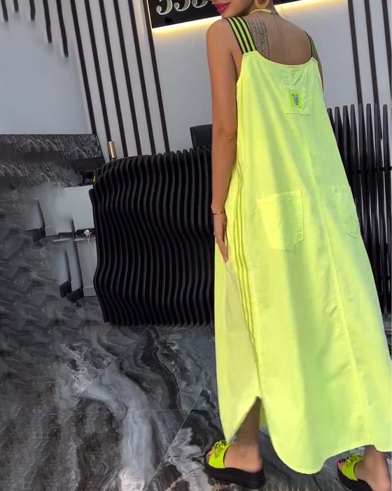 Kleid Gespaltene Träger Locker