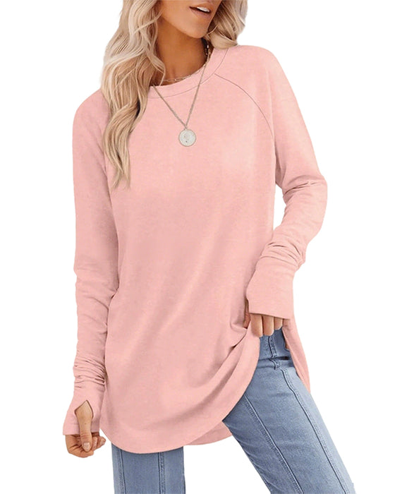 Rundhalsausschnitt Raglan Colorblock Langarmshirt