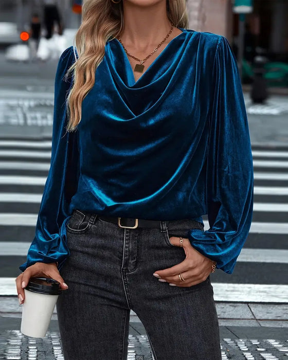 Bluse modisch und elegant mit Drapékragen