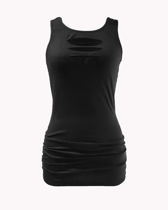 Tank Top U-Ausschnitt Ärmellos Hollow Out