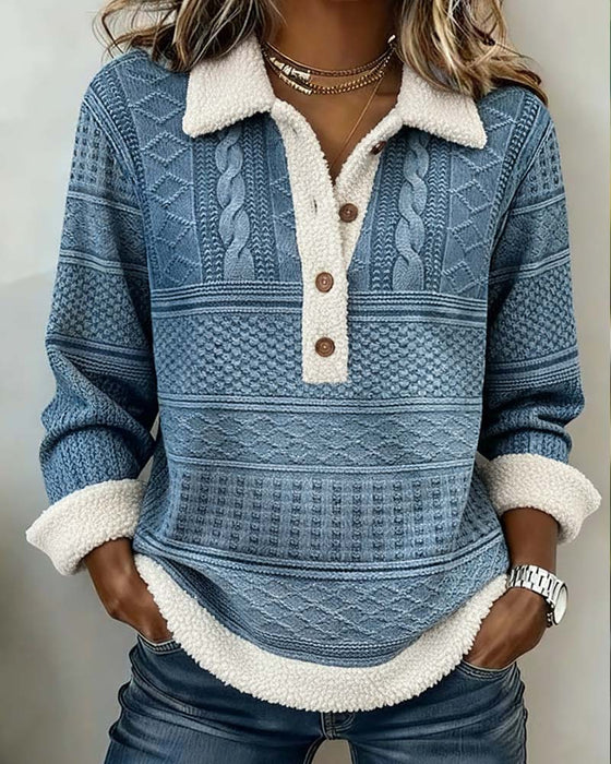 Sweatshirt mit Kragen Patchwork Mode Casual