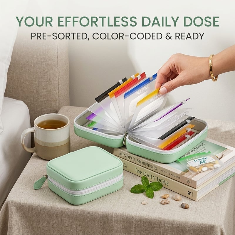 Premium wasserdichtes PU-Reise-Pillenbox-Set
