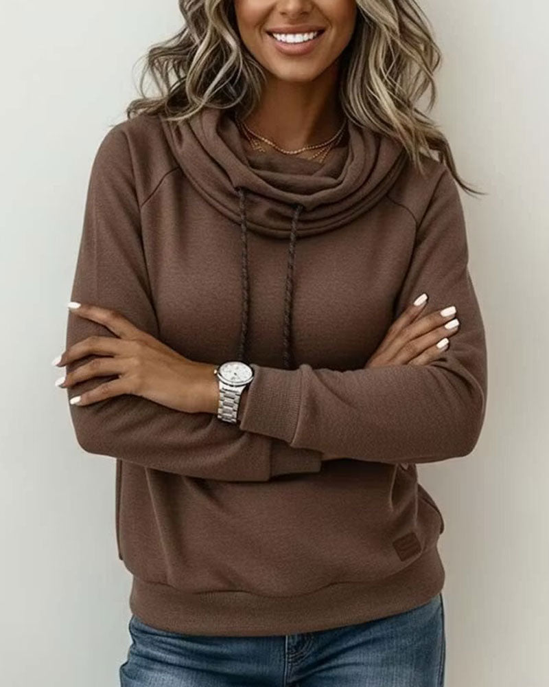 Sweatshirt Mock-Kragen Bindung Lässig Pullover