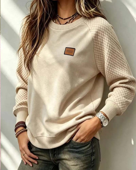 Sweatshirt Rundhalsausschnitt Argyle Raglanärmel Pullover