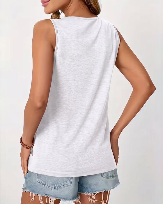 Tanktop Einfarbig U-Ausschnitt Plissiert