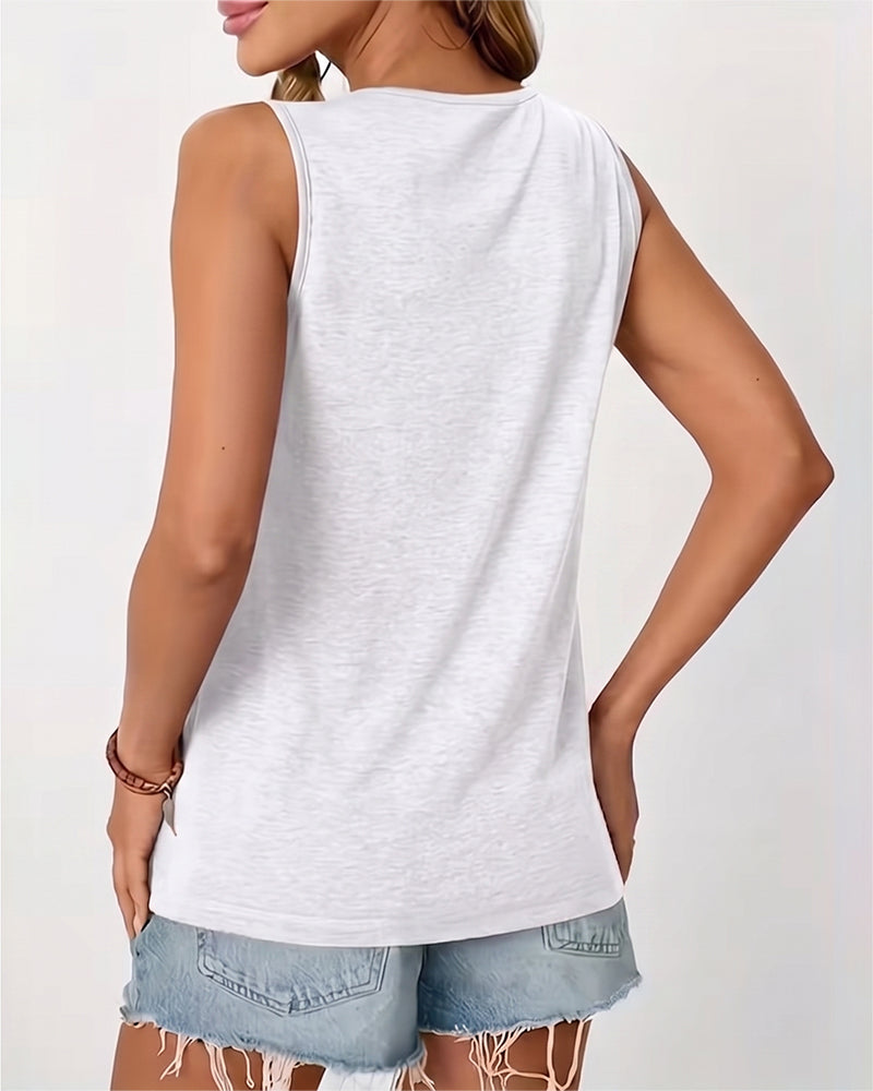 Tanktop Einfarbig U-Ausschnitt Plissiert
