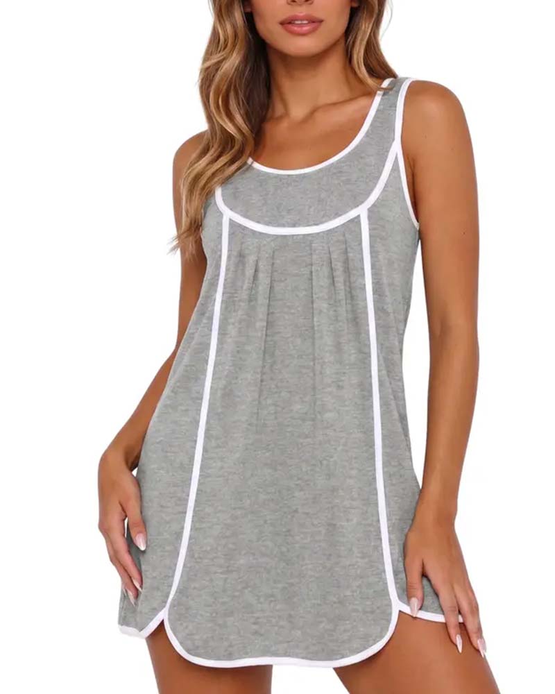 Kleid weiß eingefasst Colorblock ärmellos