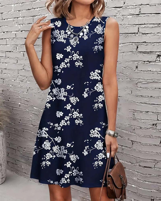 Kleid Ärmlos Schlank Druck
