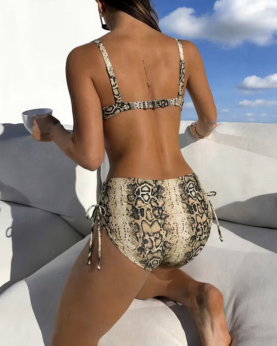 Bikini Schlangenhaut Hohe Taille