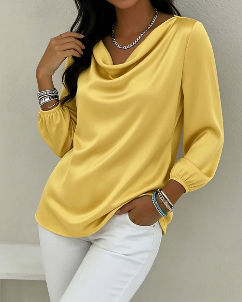 Top Einfarbig Cowl Kragen