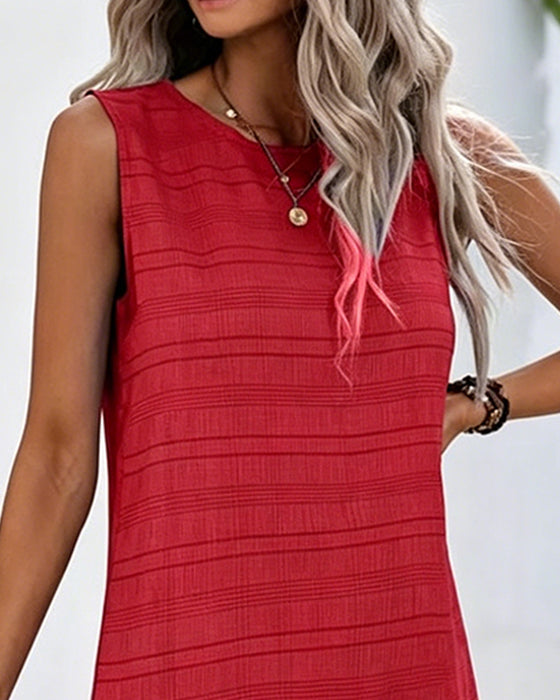 Kleid Texturierte Rüsche Saum Ärmellos