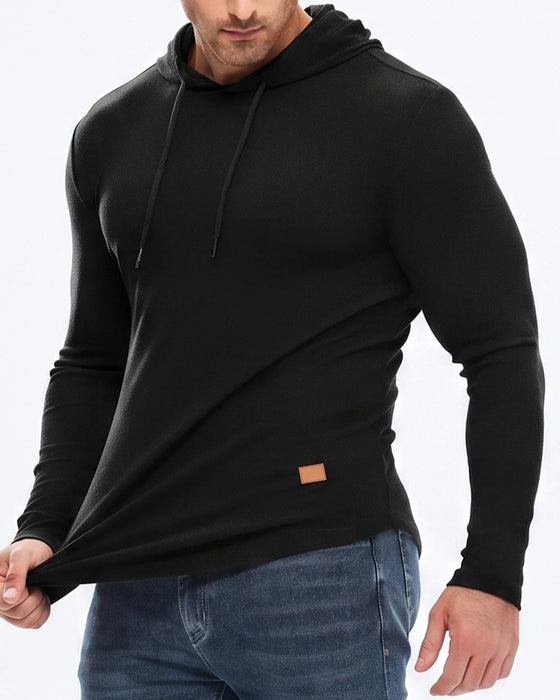 Herren Sweatshirt Unifarbe Langarm Kapuze