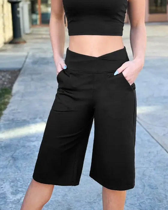 Lässige Shorts Mit Mittelbund, Halblang