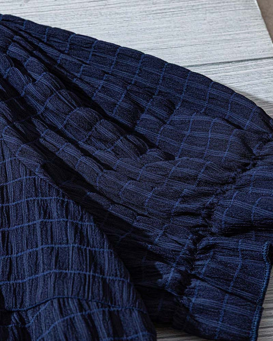 Bluse mit Puffärmeln und Karomuster