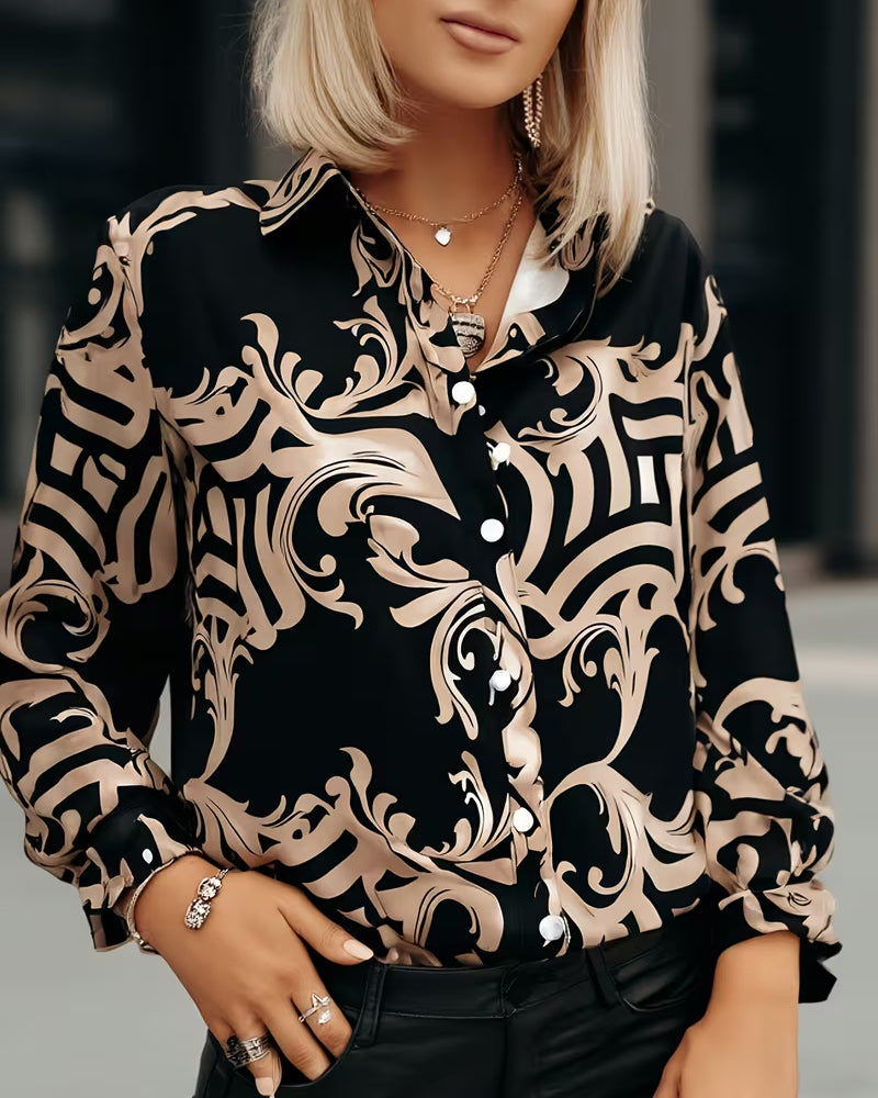 Hemd Vintage Druck Weite Passform