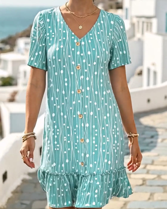 Kleid V-Ausschnitt Linie Rundhals